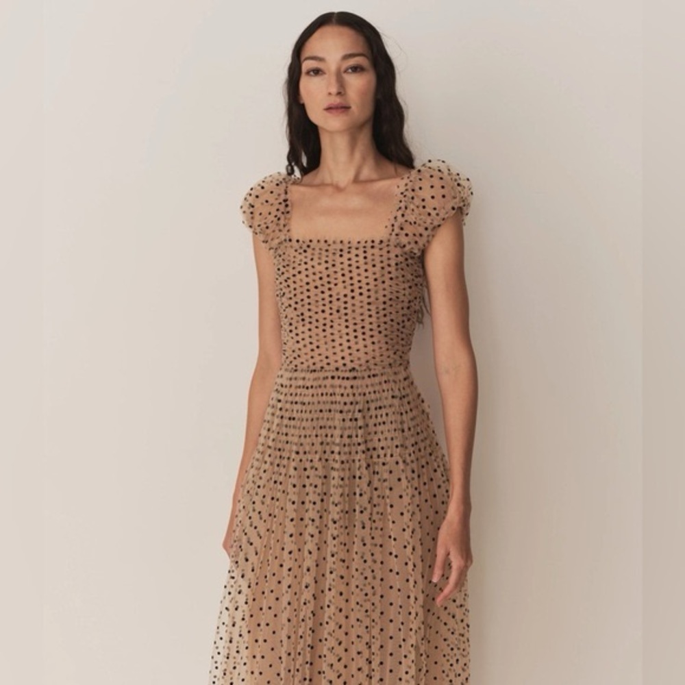 Doen Pamelina Dress Cream - Flocked Dot Tulle Dress - Picture 5 of 7